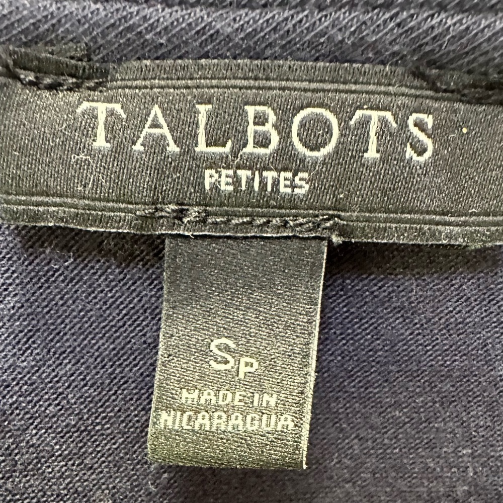 Talbots Navy Striped Woven Ruffle Tee - Picture 6 of 8